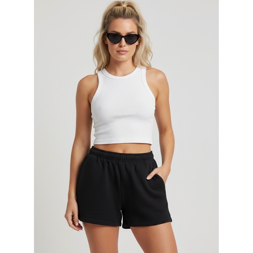 Wild Fable Black High-Rise Fleece Sweat Shorts Size Medium Athleisure Loungewear
